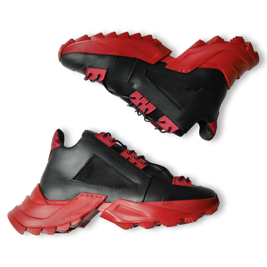 GEMINI II Black x Red Sneakers