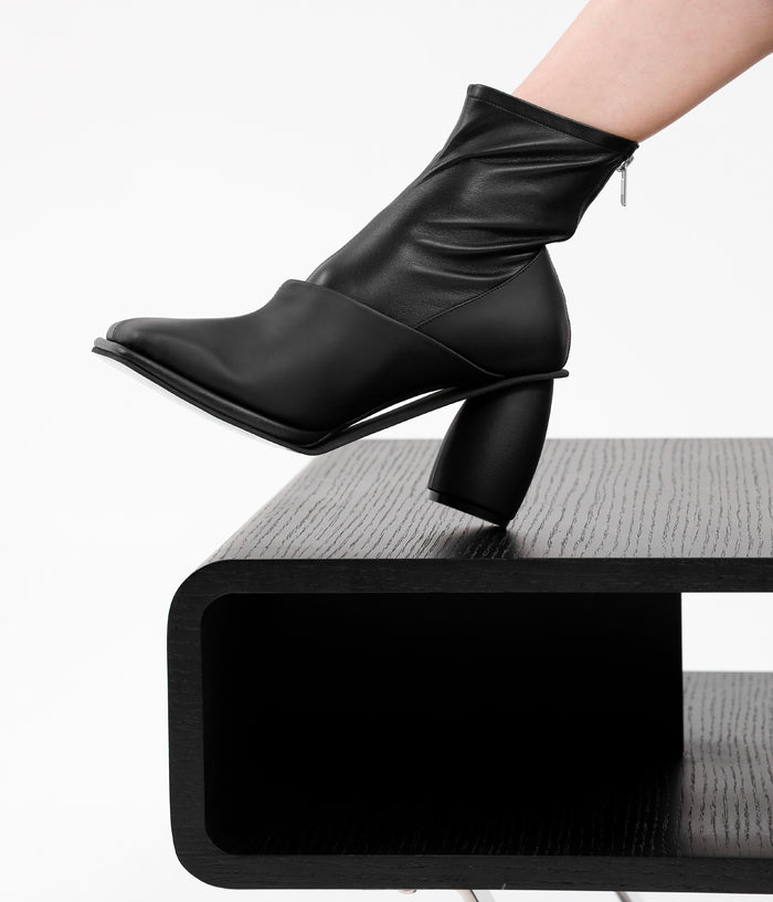 Squared Toe Ankle Boots Black