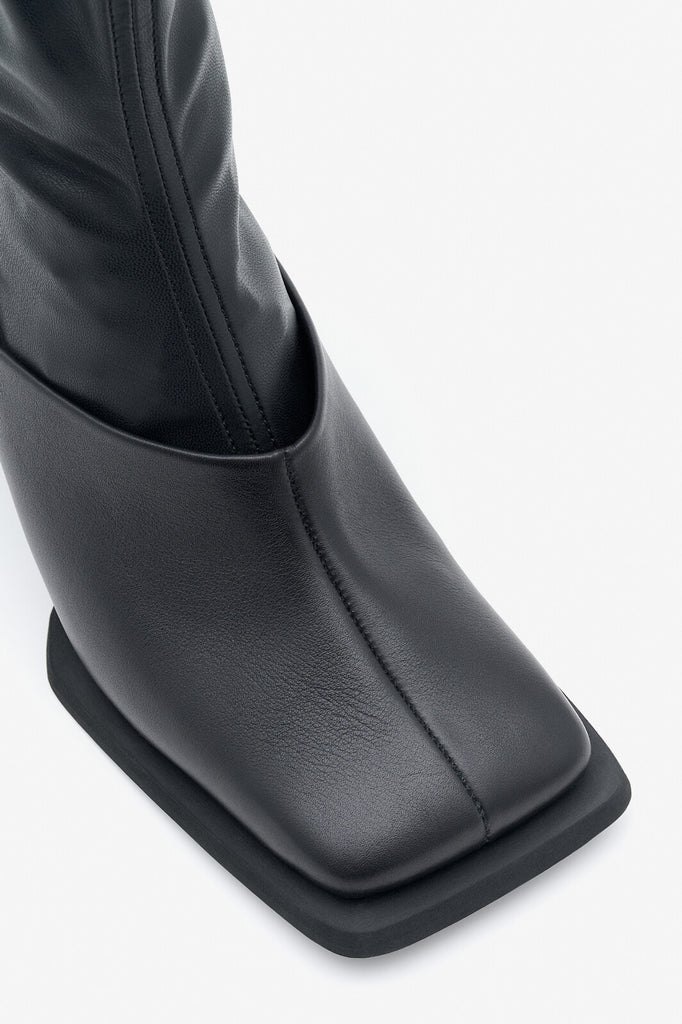 Squared Toe Ankle Boots Black