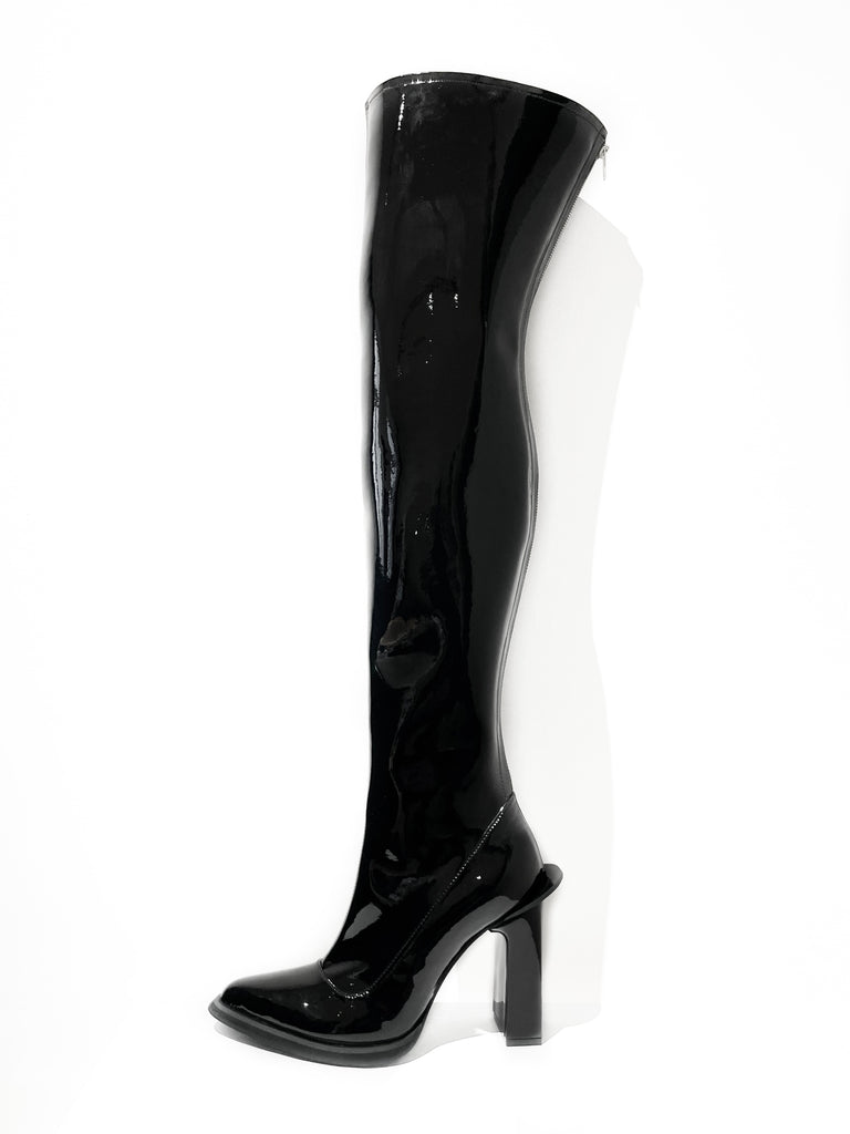 Overknee Lacquer Boots Black