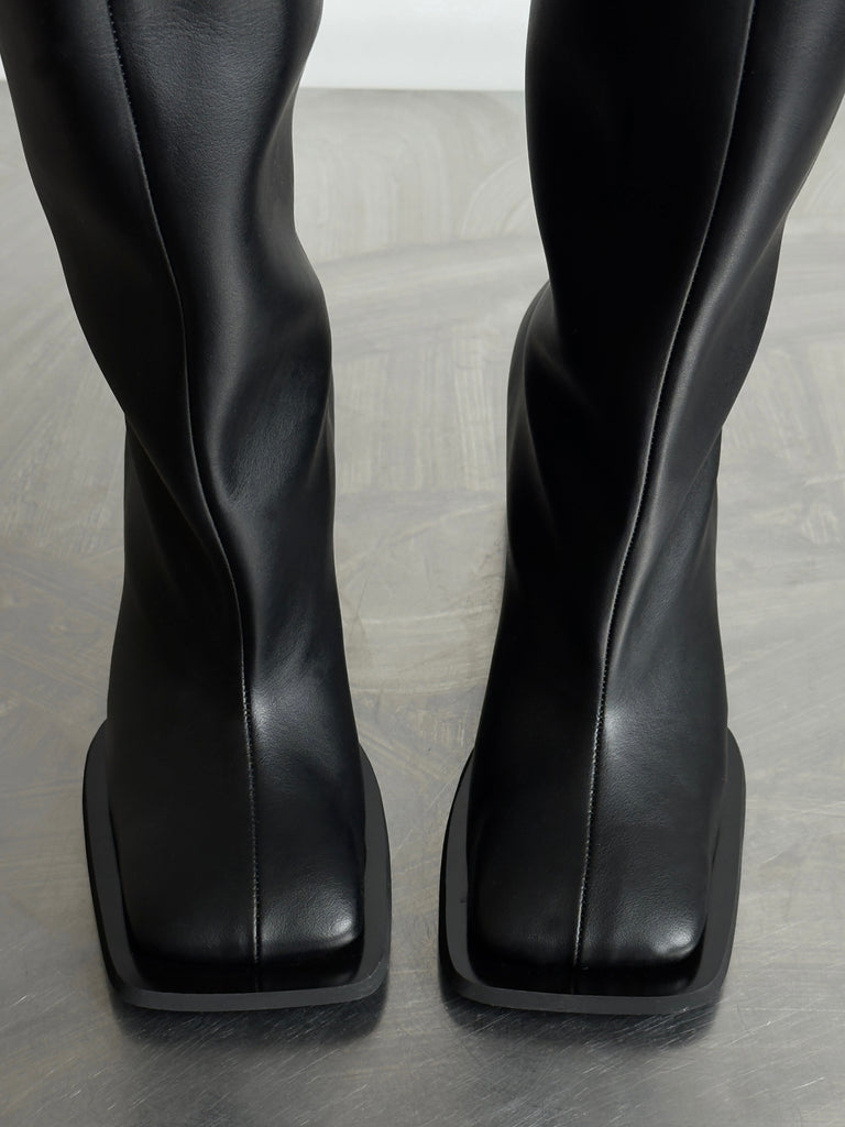 Squared Toe Knee Boots