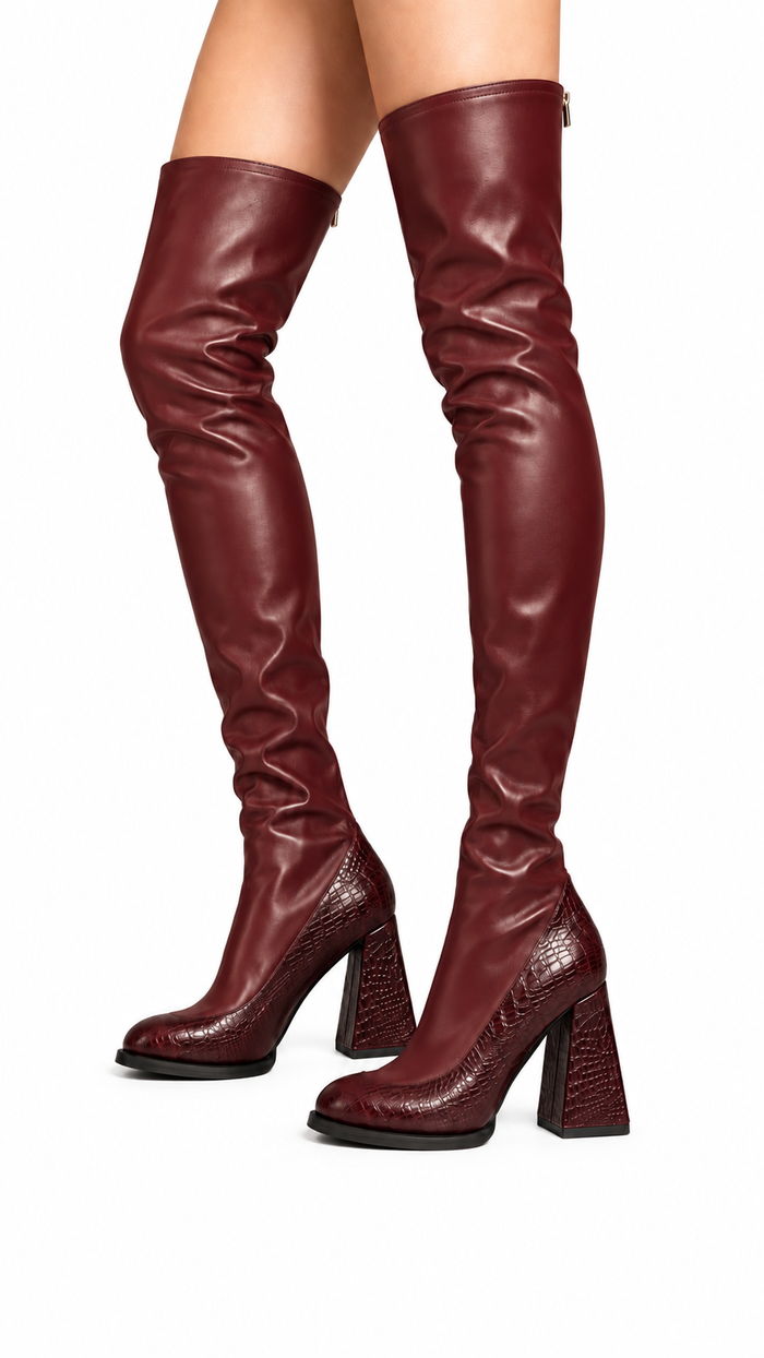 Overknee Thigh Boots Burgundy