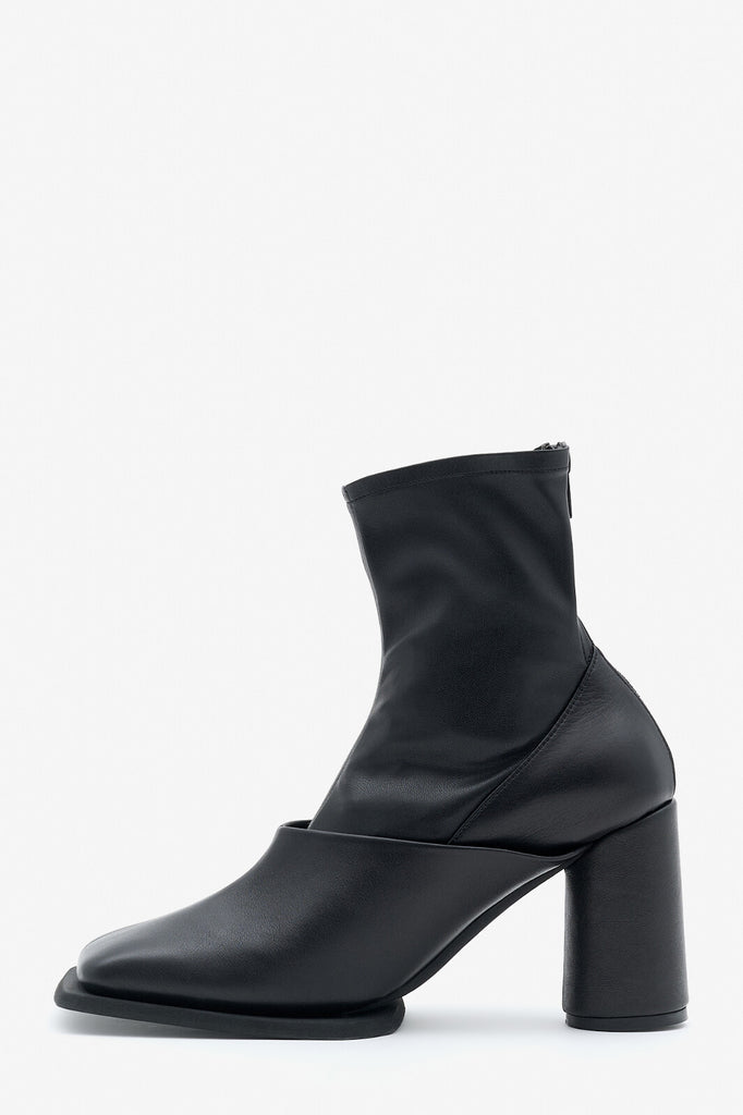 Squared Toe Ankle Boots Black