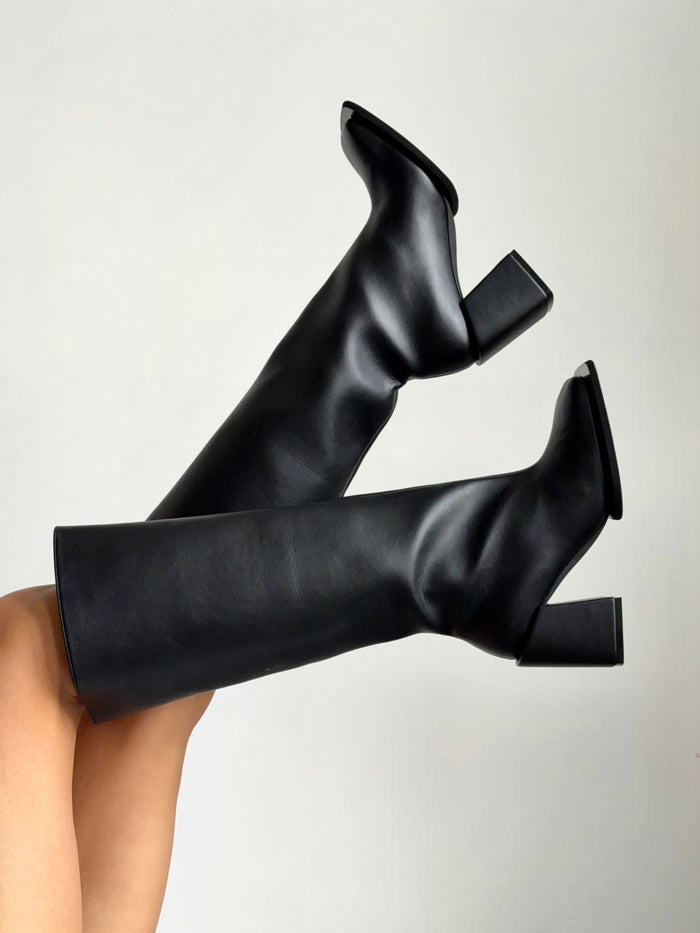 Squared Toe Knee Boots