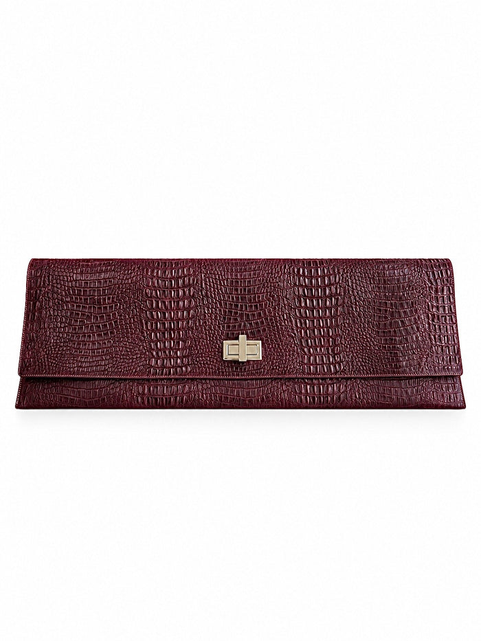 Caiman Burgundy Clutch