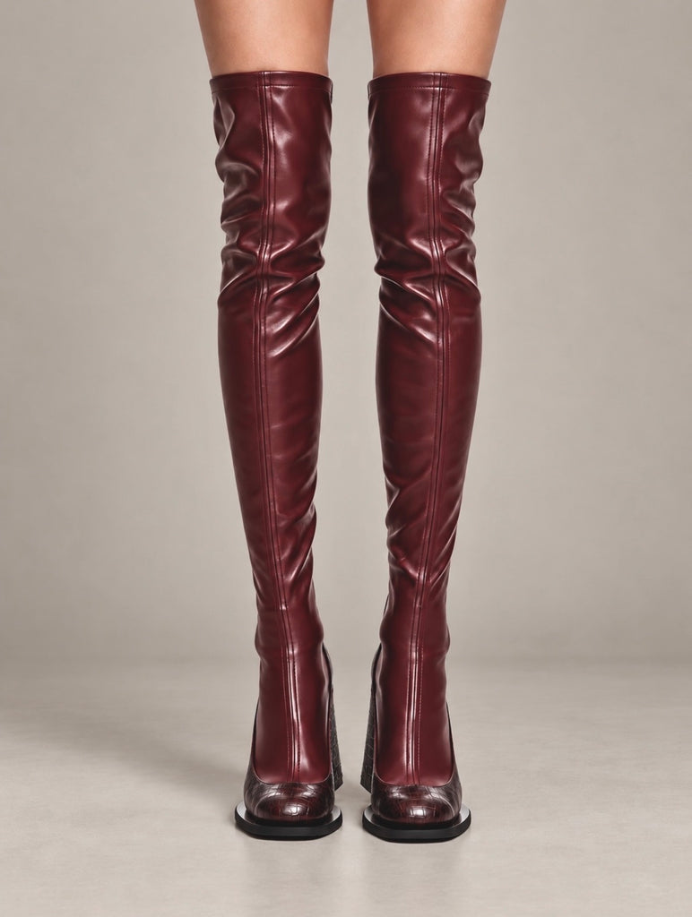 Overknee Thigh Boots Burgundy