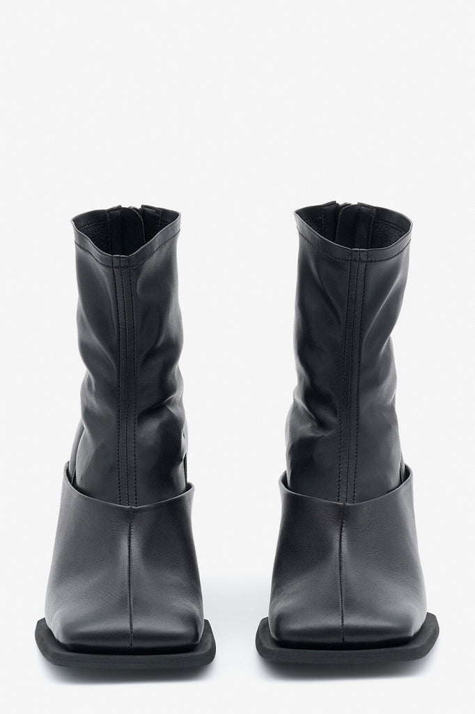 Squared Toe Ankle Boots Black