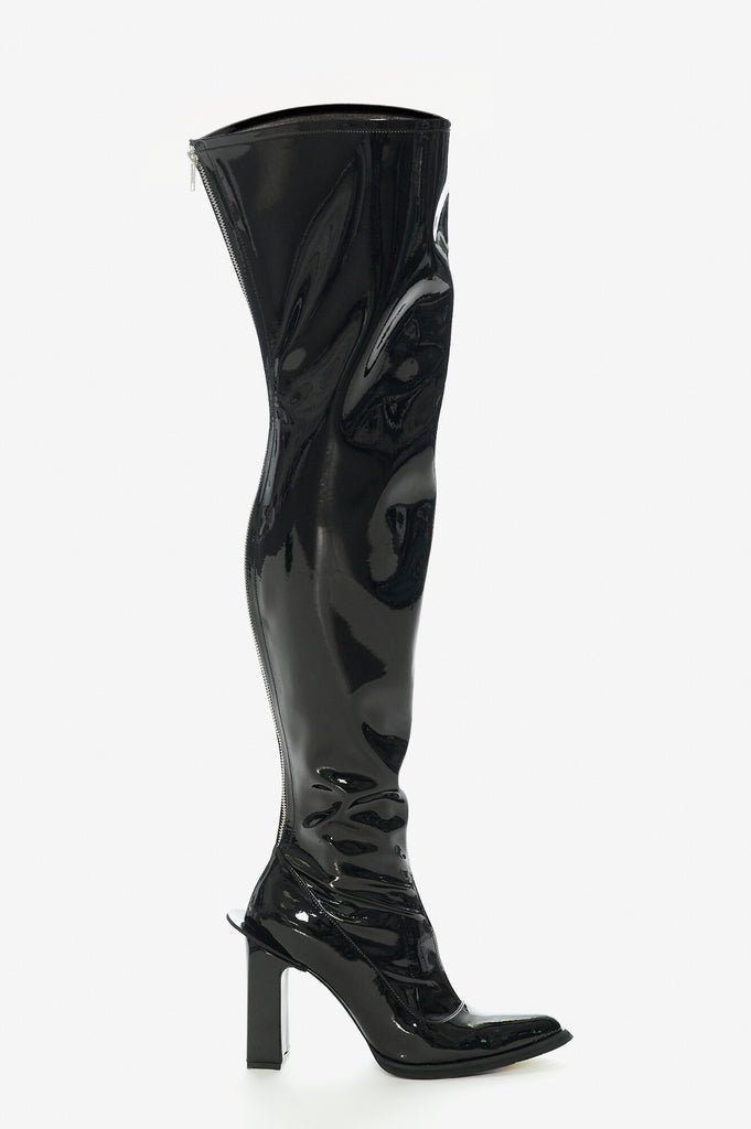 Overknee Lacquer Boots Black