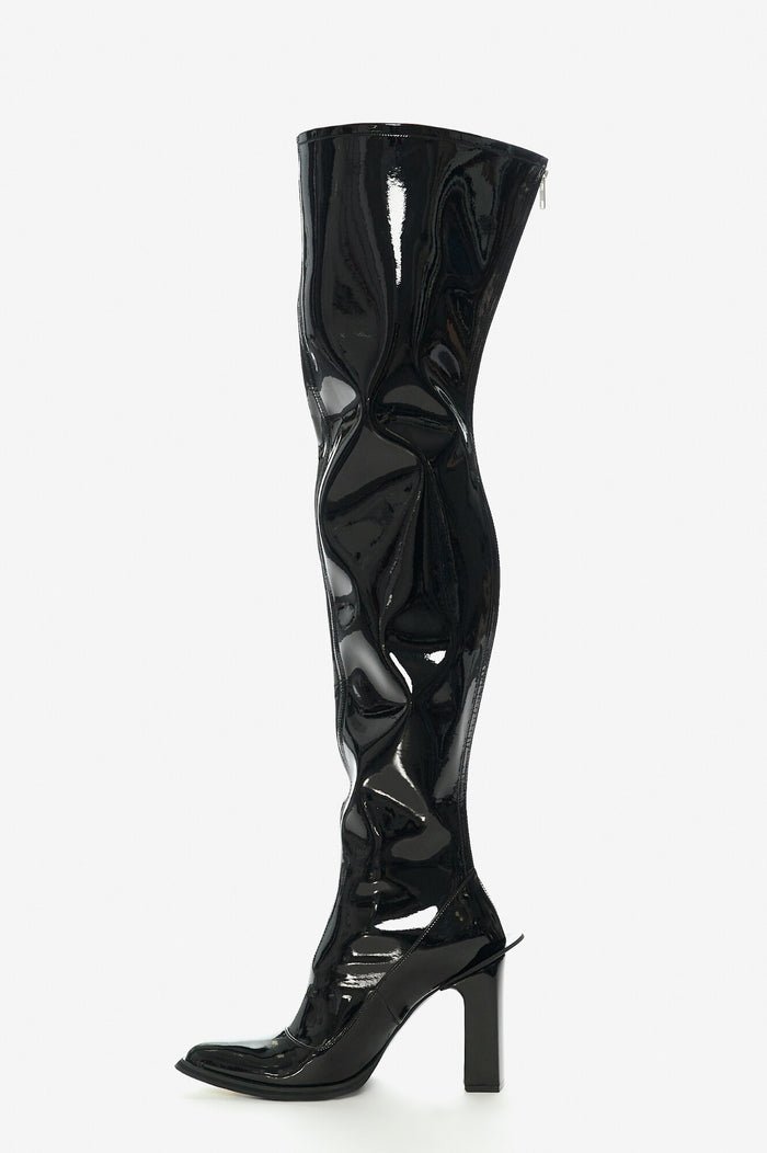 Overknee Lacquer Boots Black