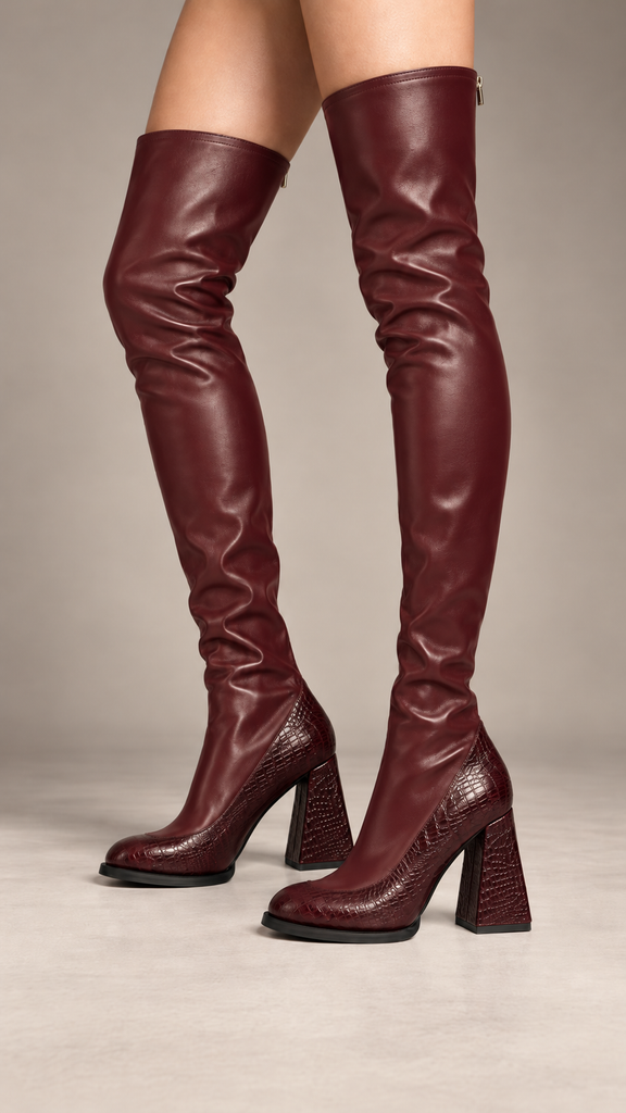 Overknee Thigh Boots Burgundy