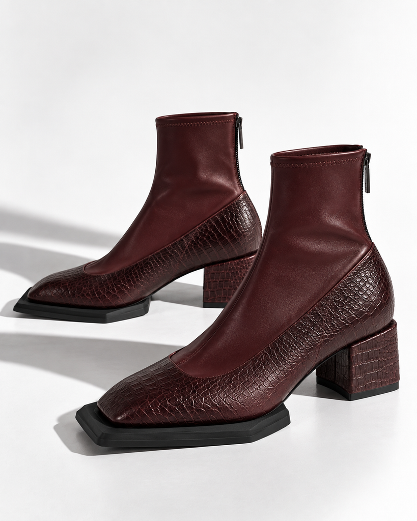 Square Boots Burgundy