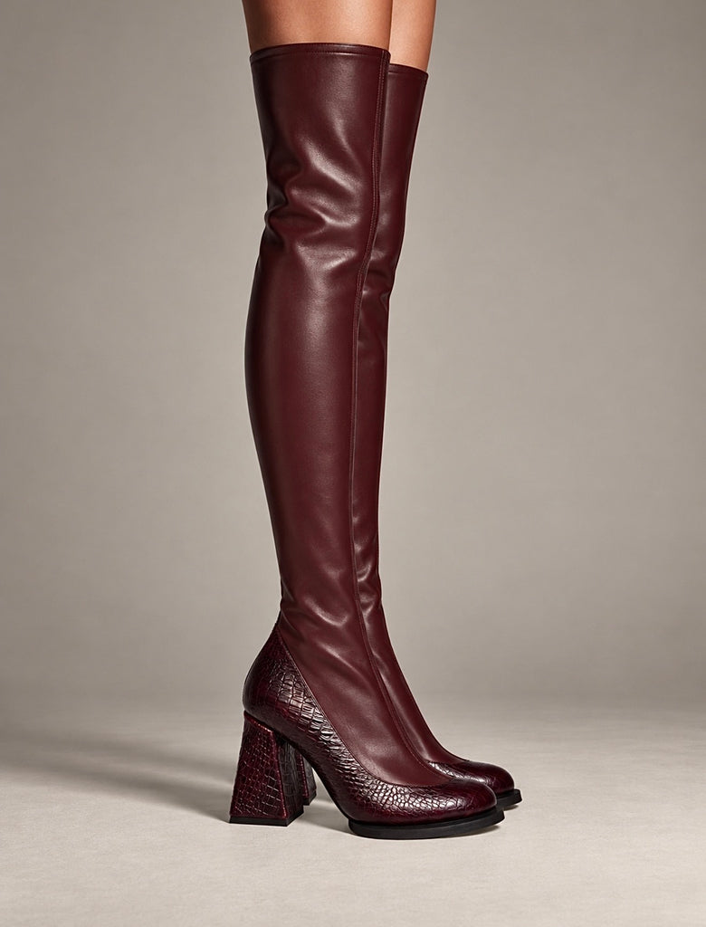 Overknee Thigh Boots Burgundy