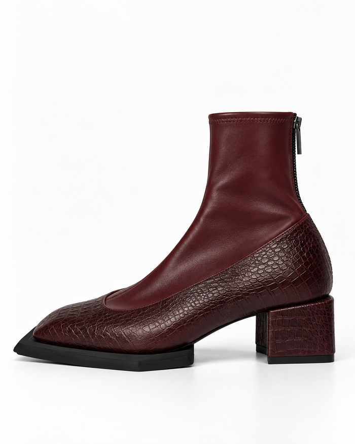 Square Boots Burgundy