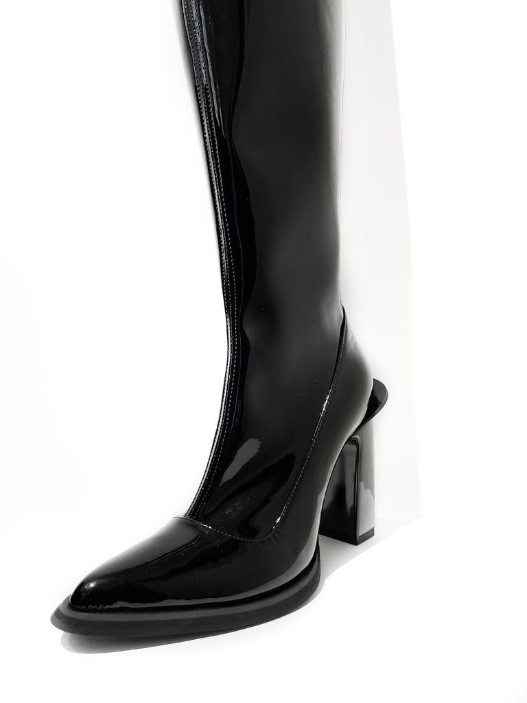Overknee Lacquer Boots Black