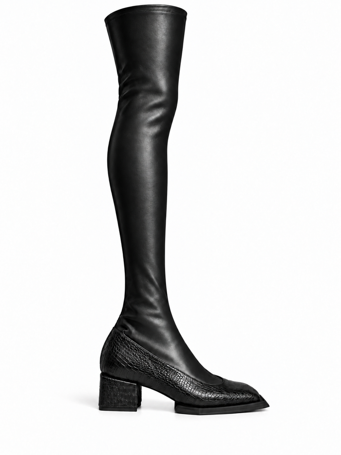 Overknee Square Boots Black