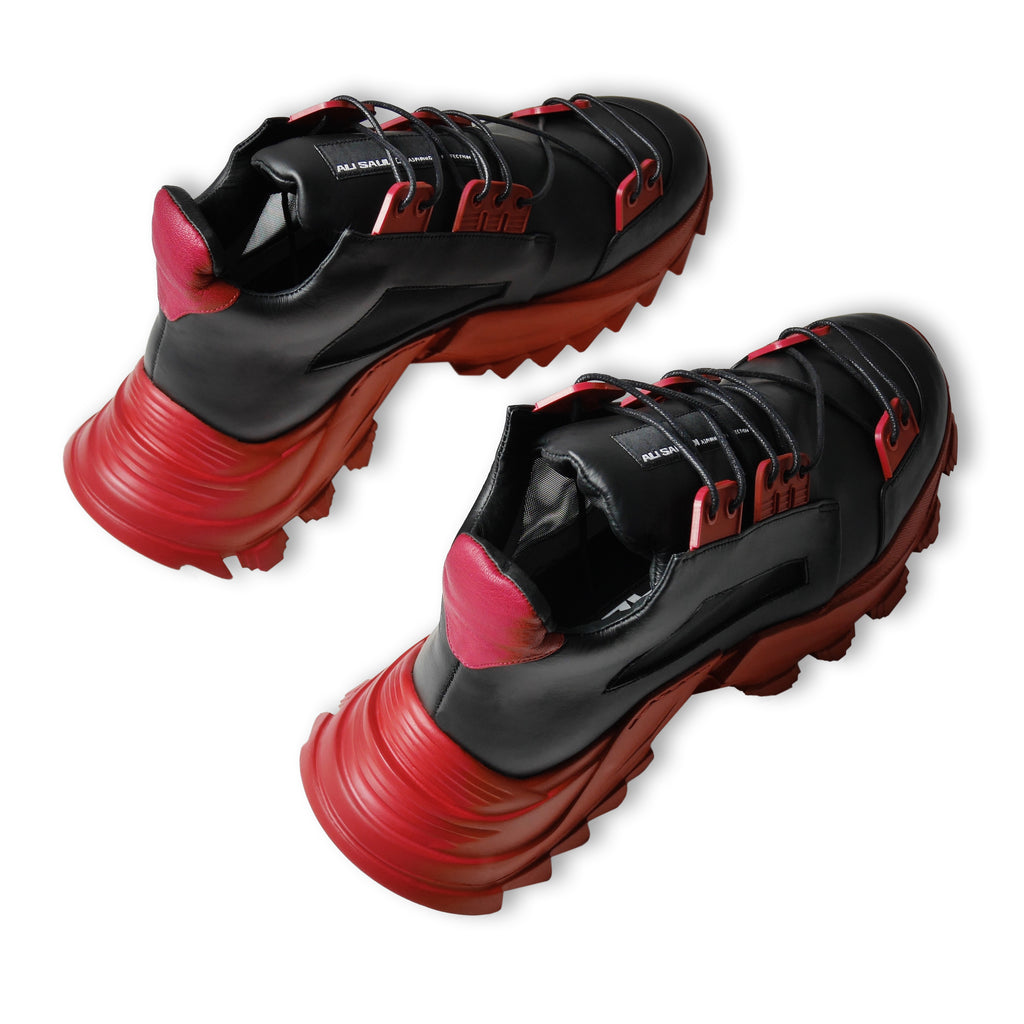 GEMINI II Black x Red Sneakers